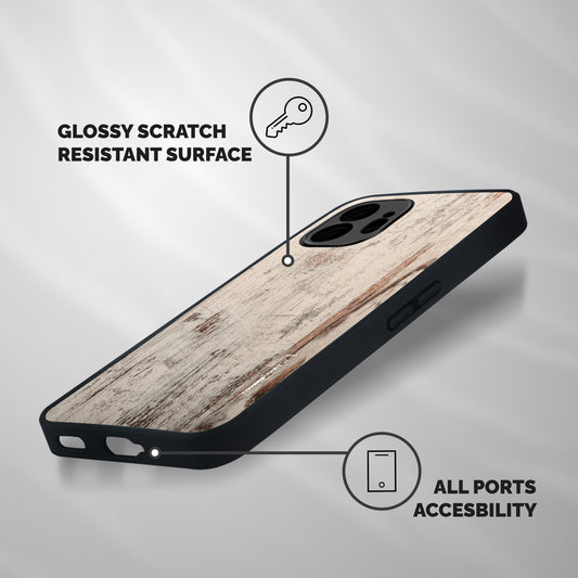 Rugged Wooden Texture Shockproof Hybrid Protection (Metal + TPU) Back Case Cover