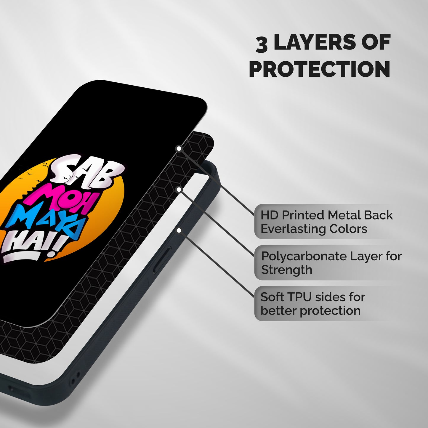 Sab Moh Maya Hai Shockproof Hybrid Protection (Metal + TPU) Back Case Cover