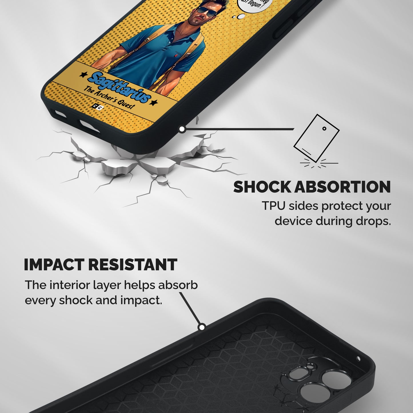 Sagittarius Quest Shockproof Hybrid Protection (Metal + TPU) Back Case Cover