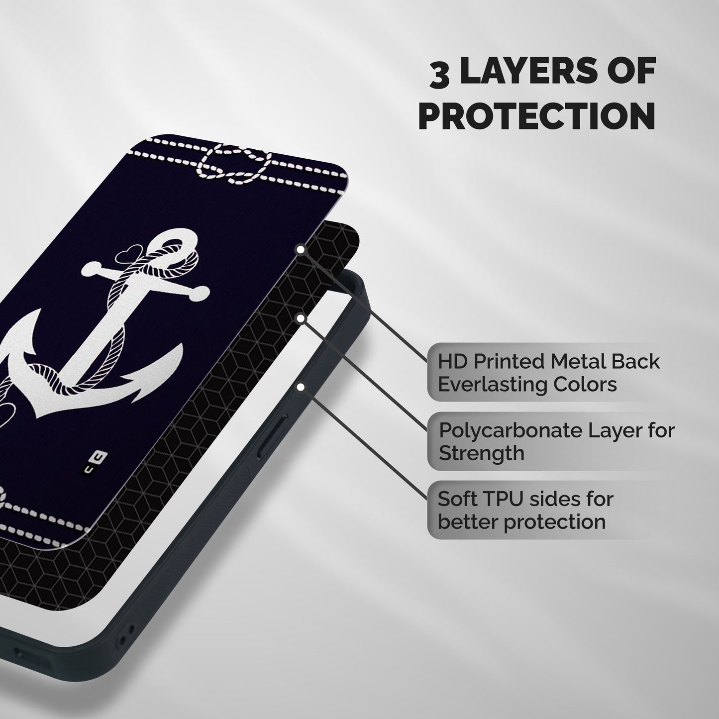 Sail Anchor Shockproof Hybrid Protection (Metal + TPU) Back Case Cover