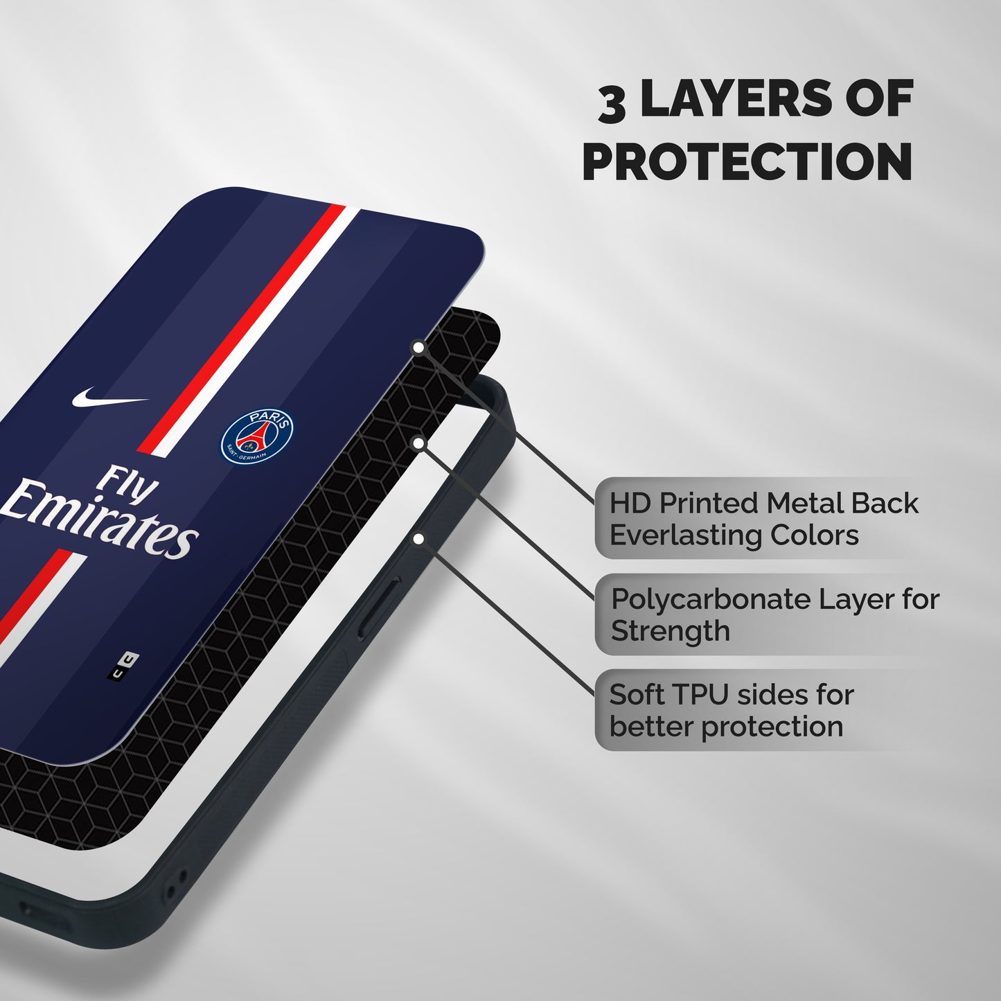 Saint Paris Jersey Shockproof Hybrid Protection (Metal + TPU) Back Case Cover