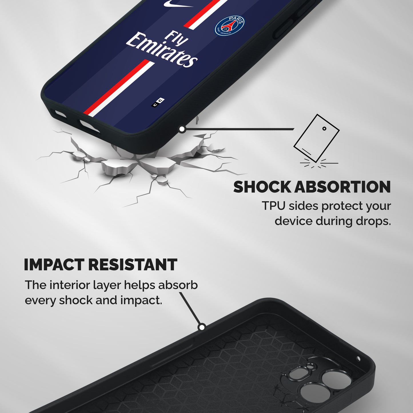 Saint Paris Jersey Shockproof Hybrid Protection (Metal + TPU) Back Case Cover