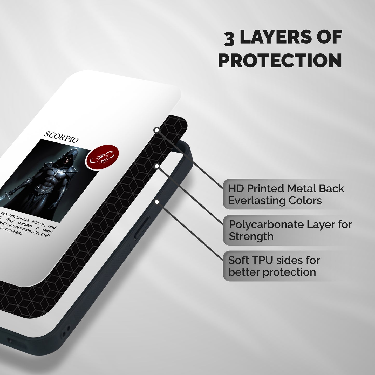 Sane Scorpio Shockproof Hybrid Protection (Metal + TPU) Back Case Cover