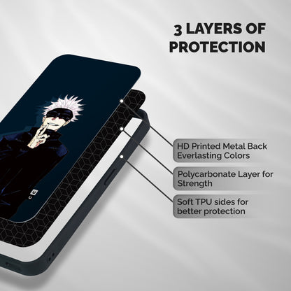 Satoru Gojo Shockproof Hybrid Protection (Metal + TPU) Back Case Cover