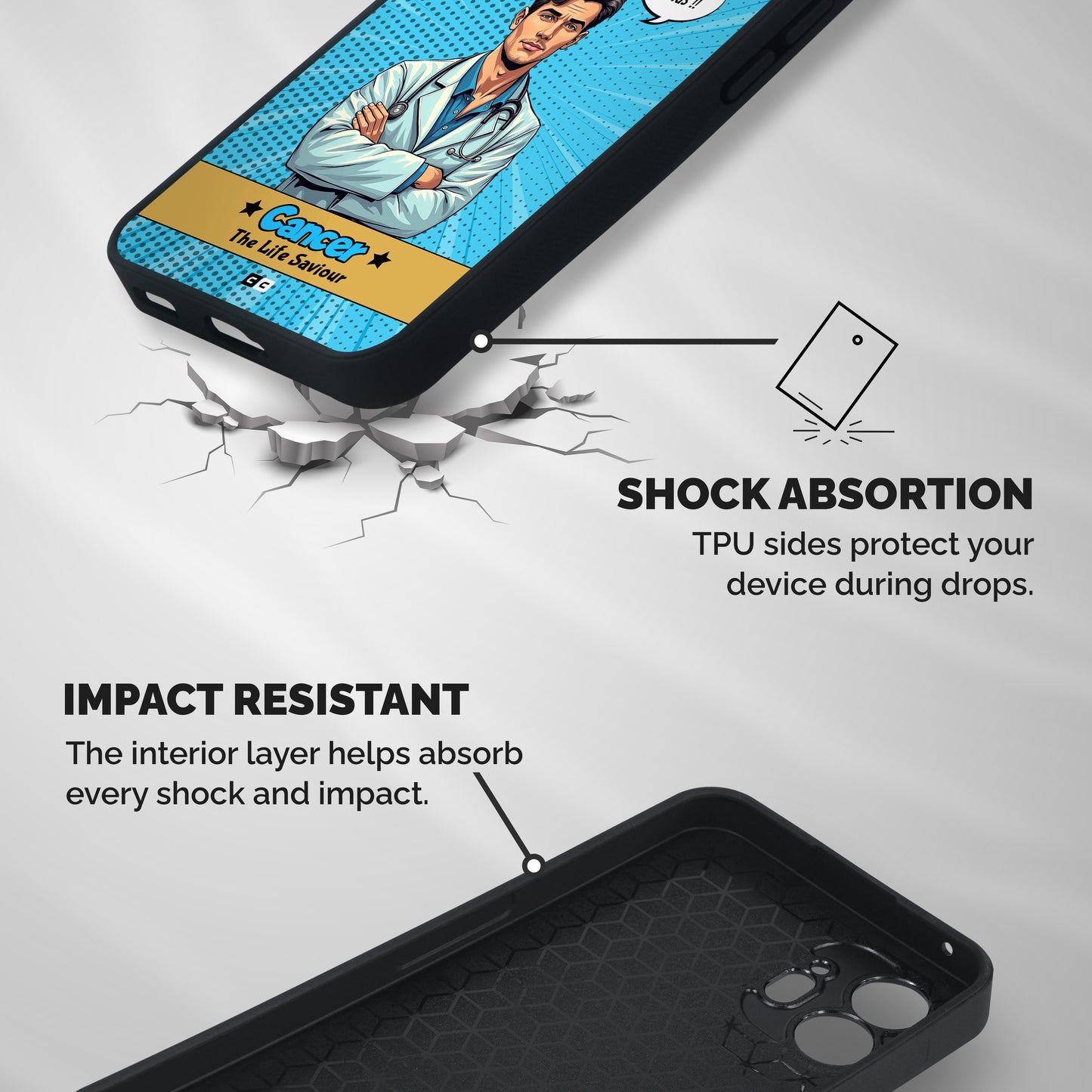 Saviour Cancer Shockproof Hybrid Protection (Metal + TPU) Back Case Cover