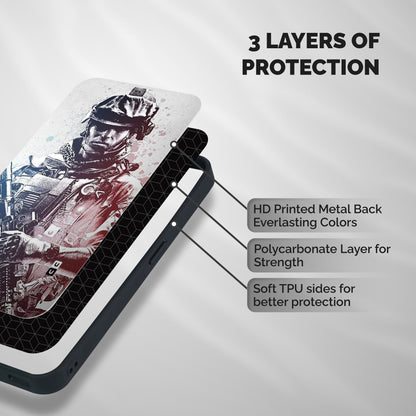 Saviour Shockproof Hybrid Protection (Metal + TPU) Back Case Cover