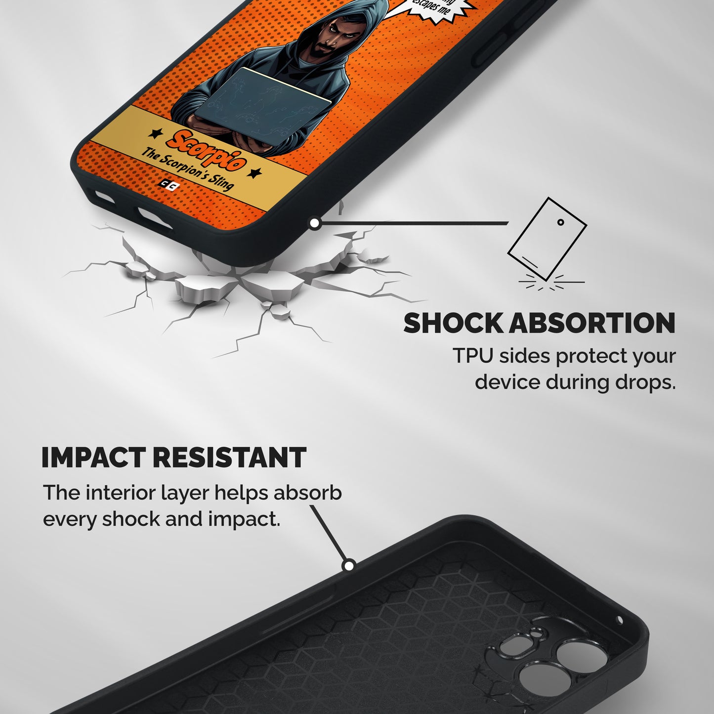 Scorpio Warning Shockproof Hybrid Protection (Metal + TPU) Back Case Cover