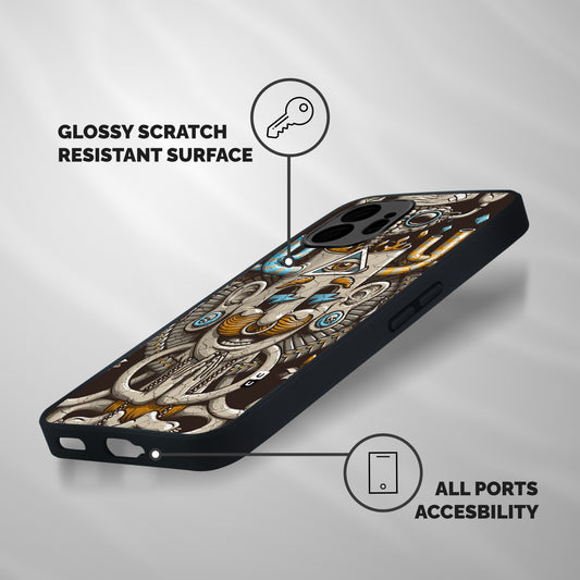 Sculpture Design Shockproof Hybrid Protection (Metal + TPU) Back Case Cover