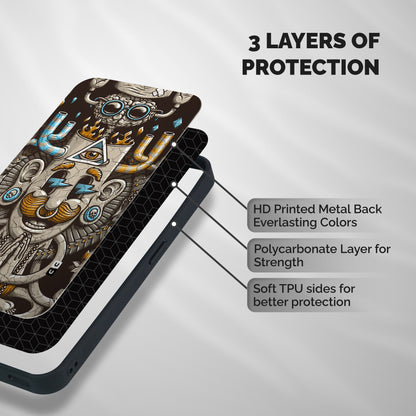 Sculpture Design Shockproof Hybrid Protection (Metal + TPU) Back Case Cover
