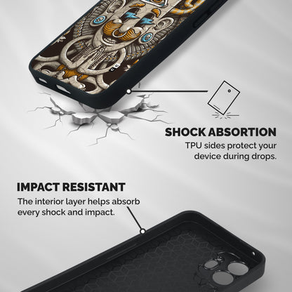 Sculpture Design Shockproof Hybrid Protection (Metal + TPU) Back Case Cover