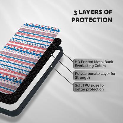 Seamless Ethnic Pattern Shockproof Hybrid Protection (Metal + TPU) Back Case Cover