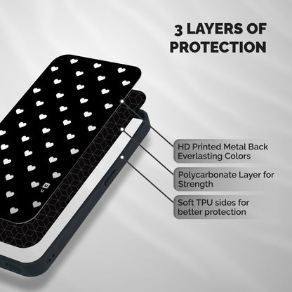 Seamless Hearts Pattern Shockproof Hybrid Protection (Metal + TPU) Back Case Cover
