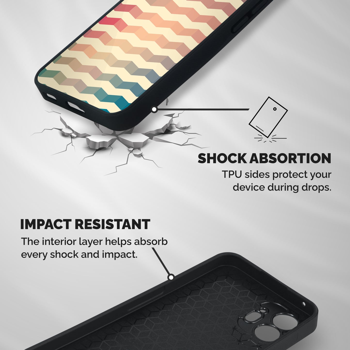 Seamless ZigZag Design Shockproof Hybrid Protection (Metal + TPU) Back Case Cover