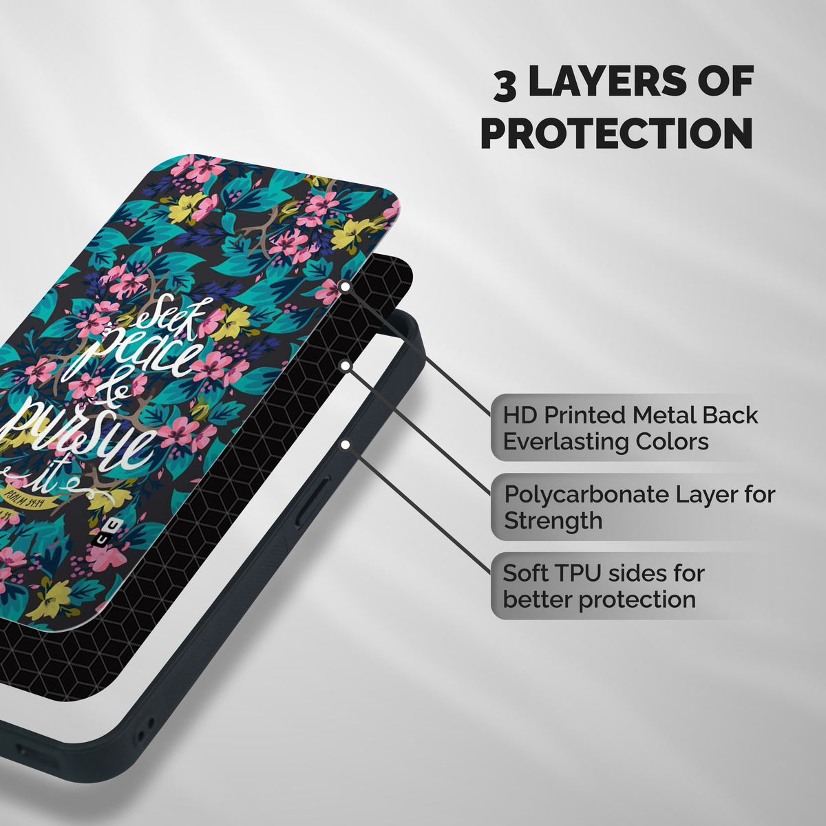 Seek Peace Shockproof Hybrid Protection (Metal + TPU) Back Case Cover