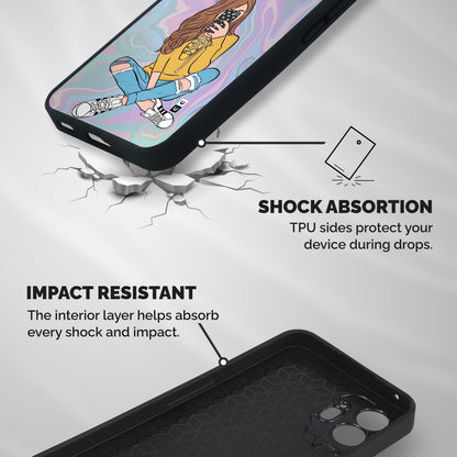 Selfie Girl Illustration Shockproof Hybrid Protection (Metal + TPU) Back Case Cover