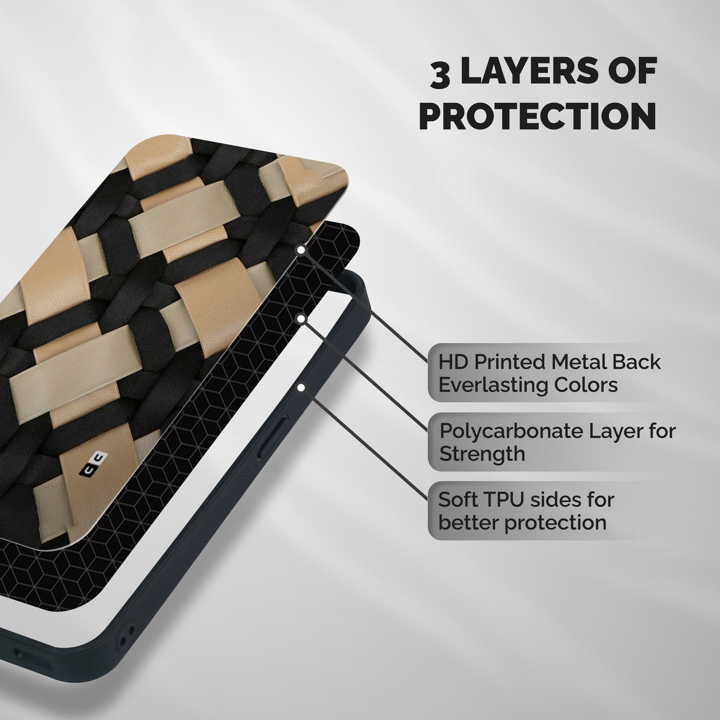 Shade Thread Shockproof Hybrid Protection (Metal + TPU) Back Case Cover
