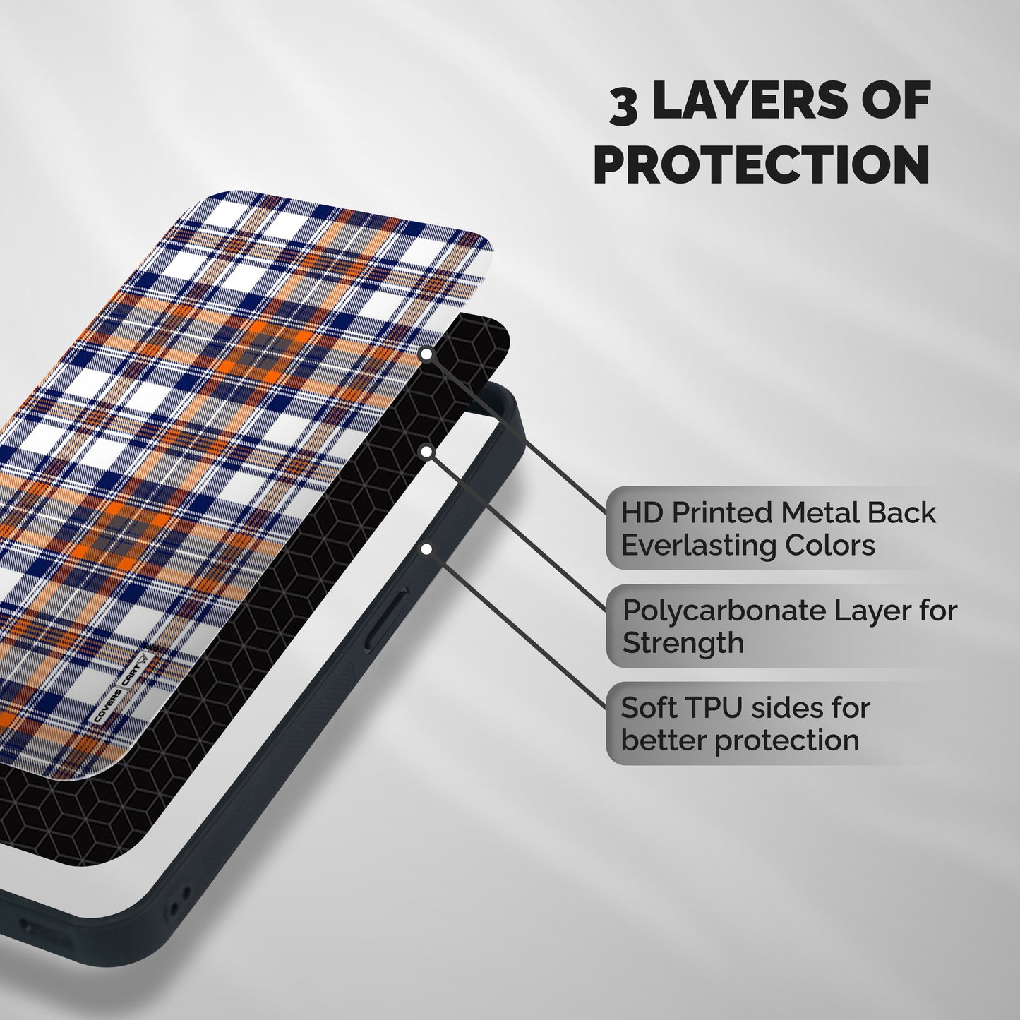 Shades Of Check Shockproof Hybrid Protection (Metal + TPU) Back Case Cover