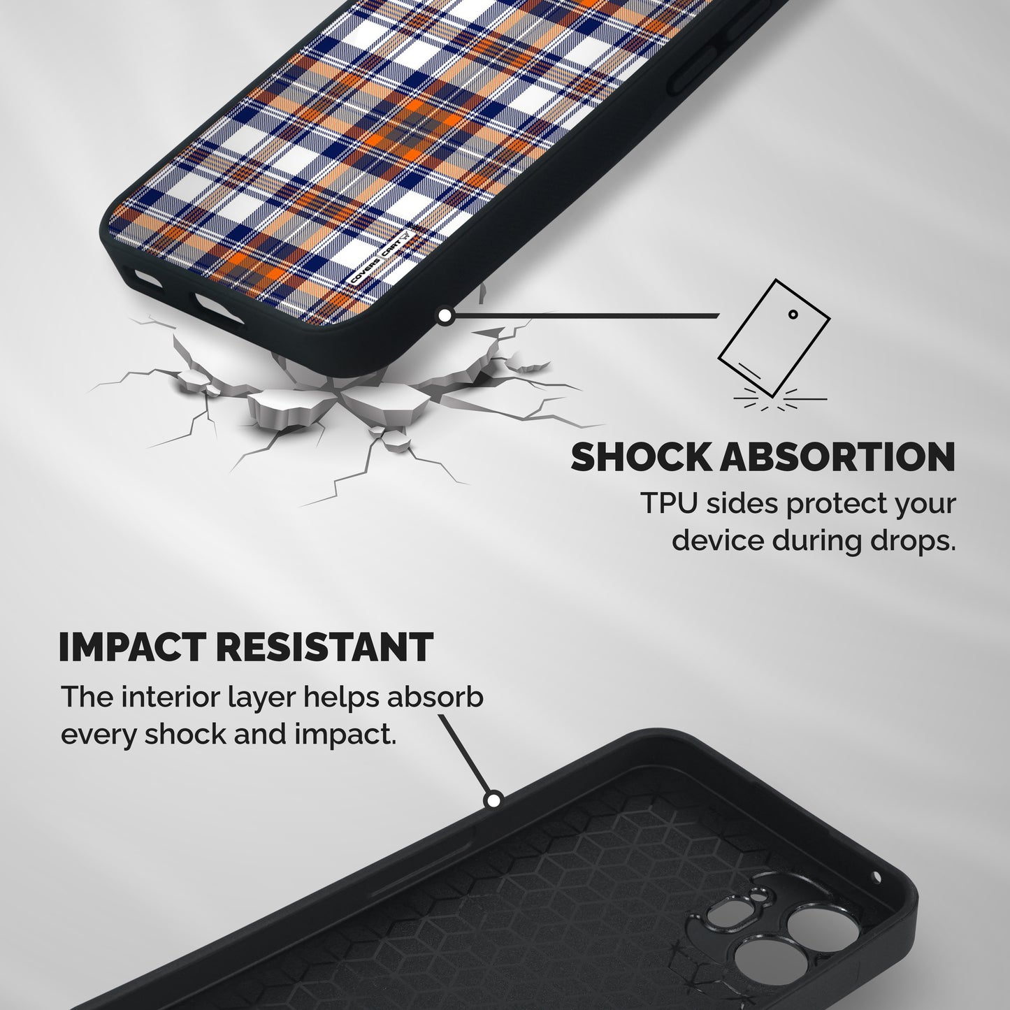 Shades Of Check Shockproof Hybrid Protection (Metal + TPU) Back Case Cover
