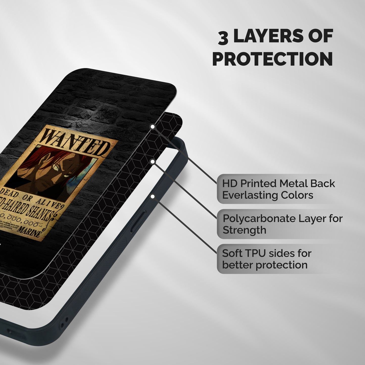 Shanks Wanted Shockproof Hybrid Protection (Metal + TPU) Back Case Cover