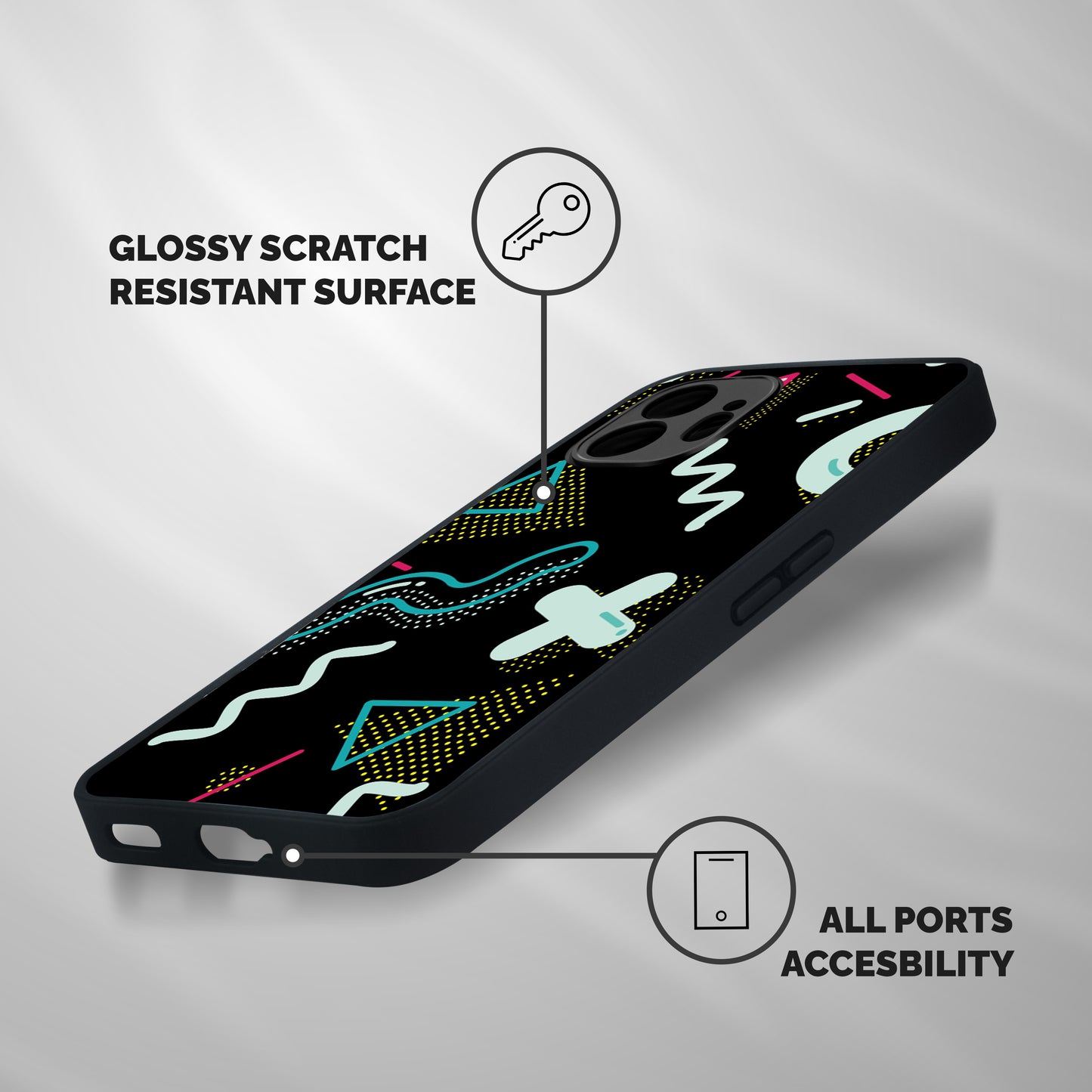 Shapes Pattern Shockproof Hybrid Protection (Metal + TPU) Back Case Cover