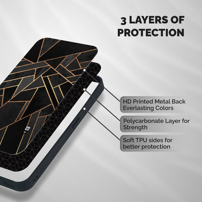 Sharp Tile Shockproof Hybrid Protection (Metal + TPU) Back Case Cover