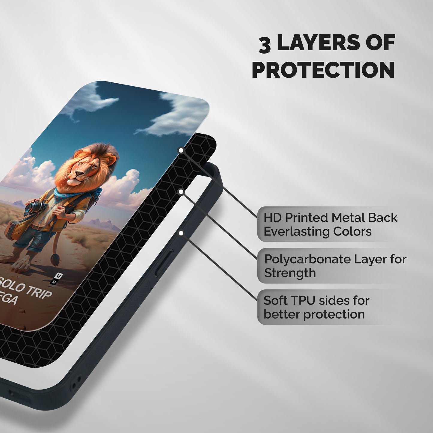 Sher Solo Trip Shockproof Hybrid Protection (Metal + TPU) Back Case Cover