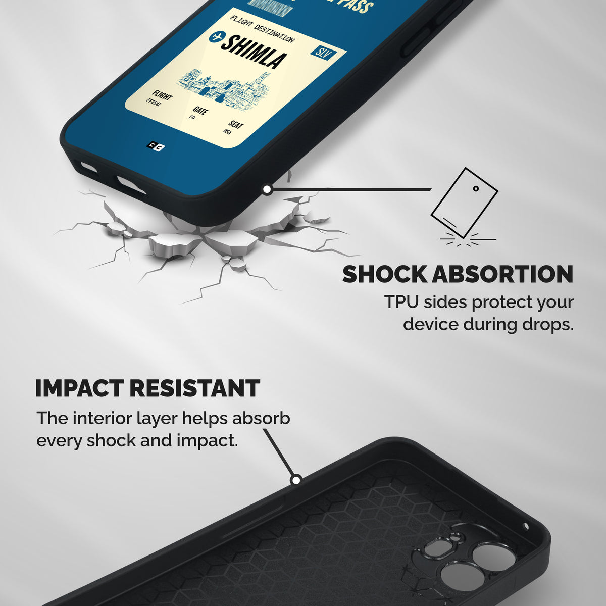 Shimla Boarding Pass Shockproof Hybrid Protection (Metal + TPU) Back Case Cover