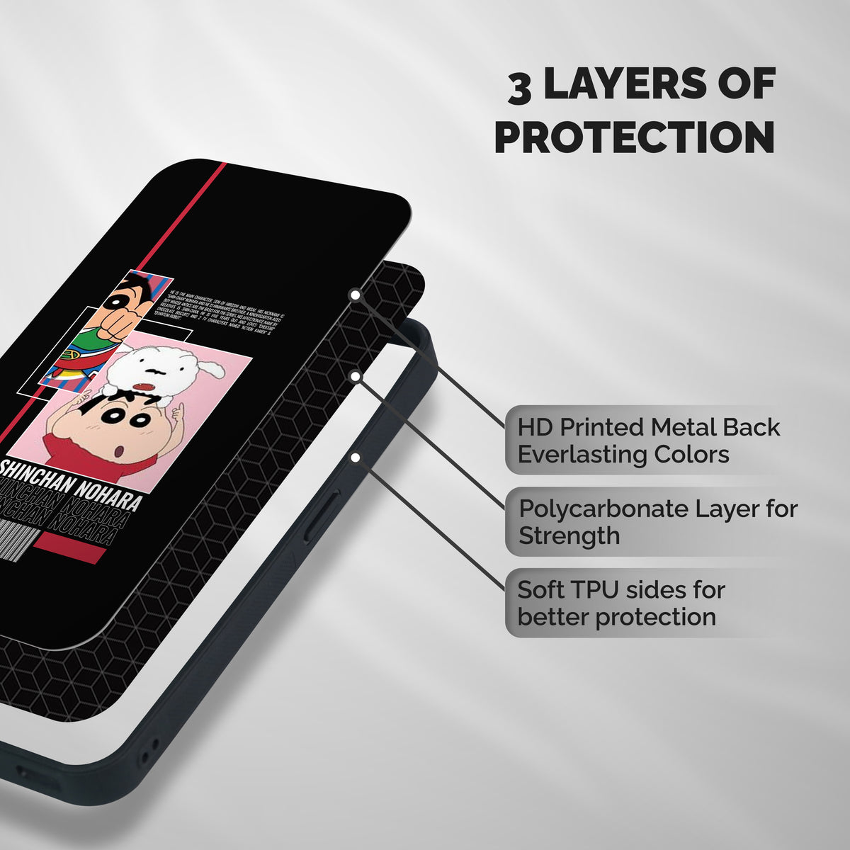 Shinchan Nohara Shockproof Hybrid Protection (Metal + TPU) Back Case Cover