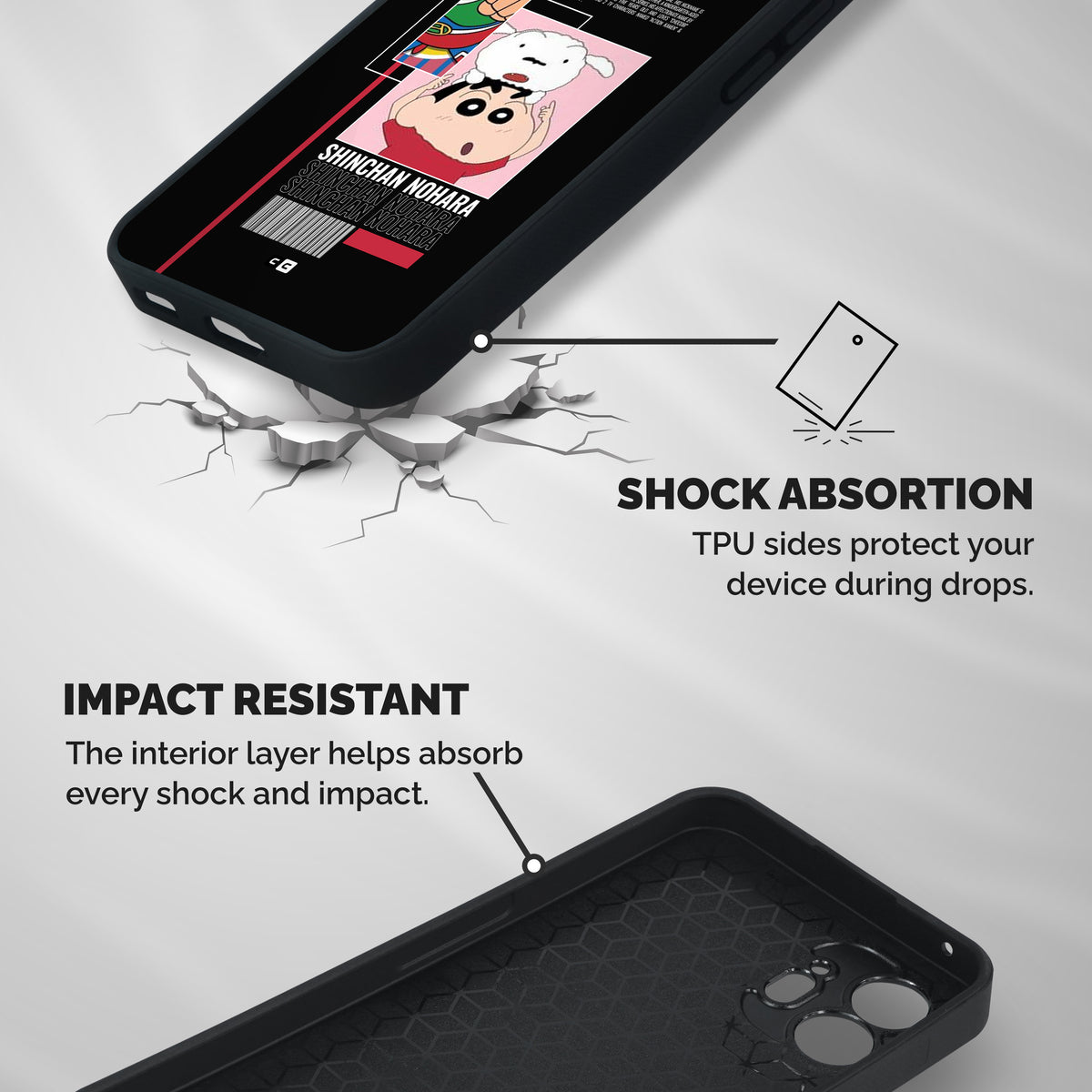 Shinchan Nohara Shockproof Hybrid Protection (Metal + TPU) Back Case Cover