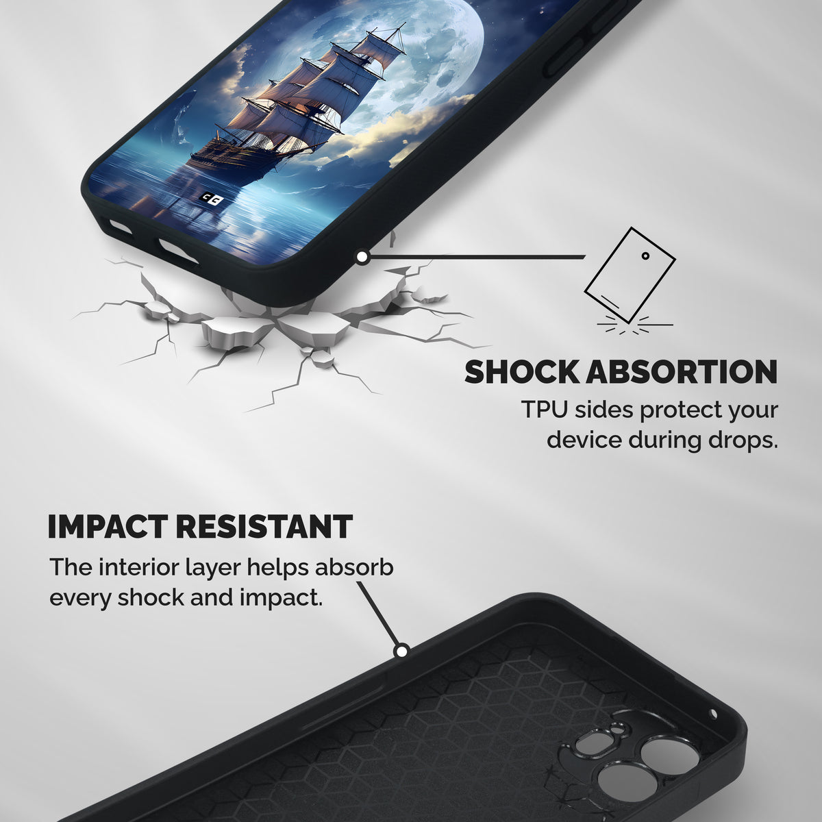 Ship InThe Dark Evening Shockproof Hybrid Protection (Metal + TPU) Back Case Cover