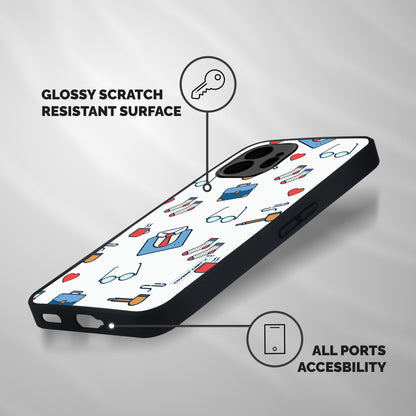 Shirt Spectacles Pattern Shockproof Hybrid Protection (Metal + TPU) Back Case Cover