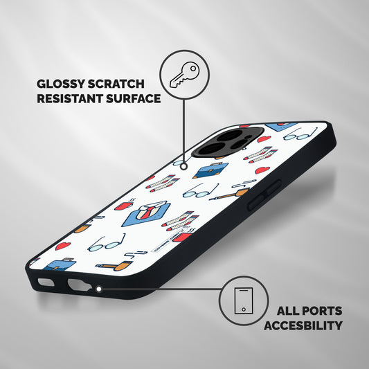 Shirt Spectacles Pattern Shockproof Hybrid Protection (Metal + TPU) Back Case Cover