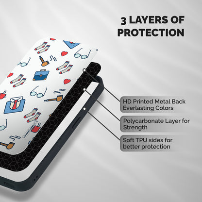 Shirt Spectacles Pattern Shockproof Hybrid Protection (Metal + TPU) Back Case Cover