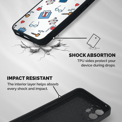 Shirt Spectacles Pattern Shockproof Hybrid Protection (Metal + TPU) Back Case Cover