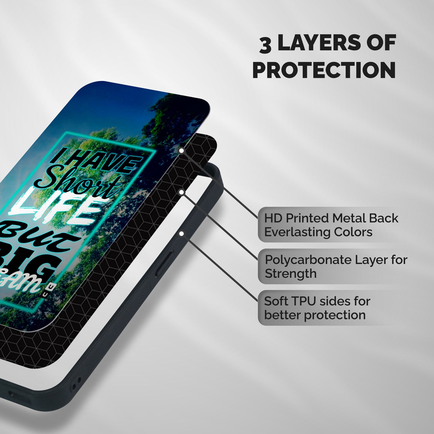 Short Life Big Dream Shockproof Hybrid Protection (Metal + TPU) Back Case Cover