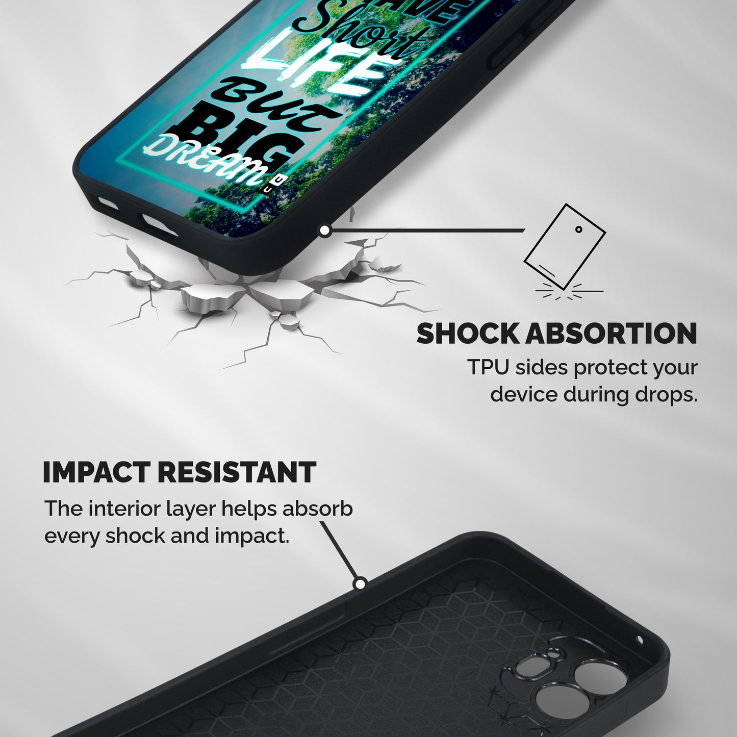 Short Life Big Dream Shockproof Hybrid Protection (Metal + TPU) Back Case Cover