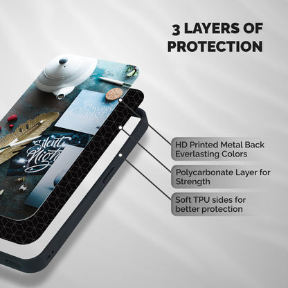 Silent Night Celebrations Shockproof Hybrid Protection (Metal + TPU) Back Case Cover