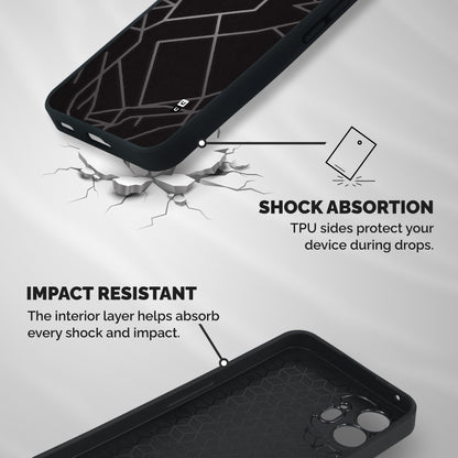 Silver Angle Design Shockproof Hybrid Protection (Metal + TPU) Back Case Cover