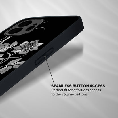 Silver Grey Flowers Shockproof Hybrid Protection (Metal + TPU) Back Case Cover