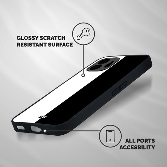 Simple Black White Shockproof Hybrid Protection (Metal + TPU) Back Case Cover