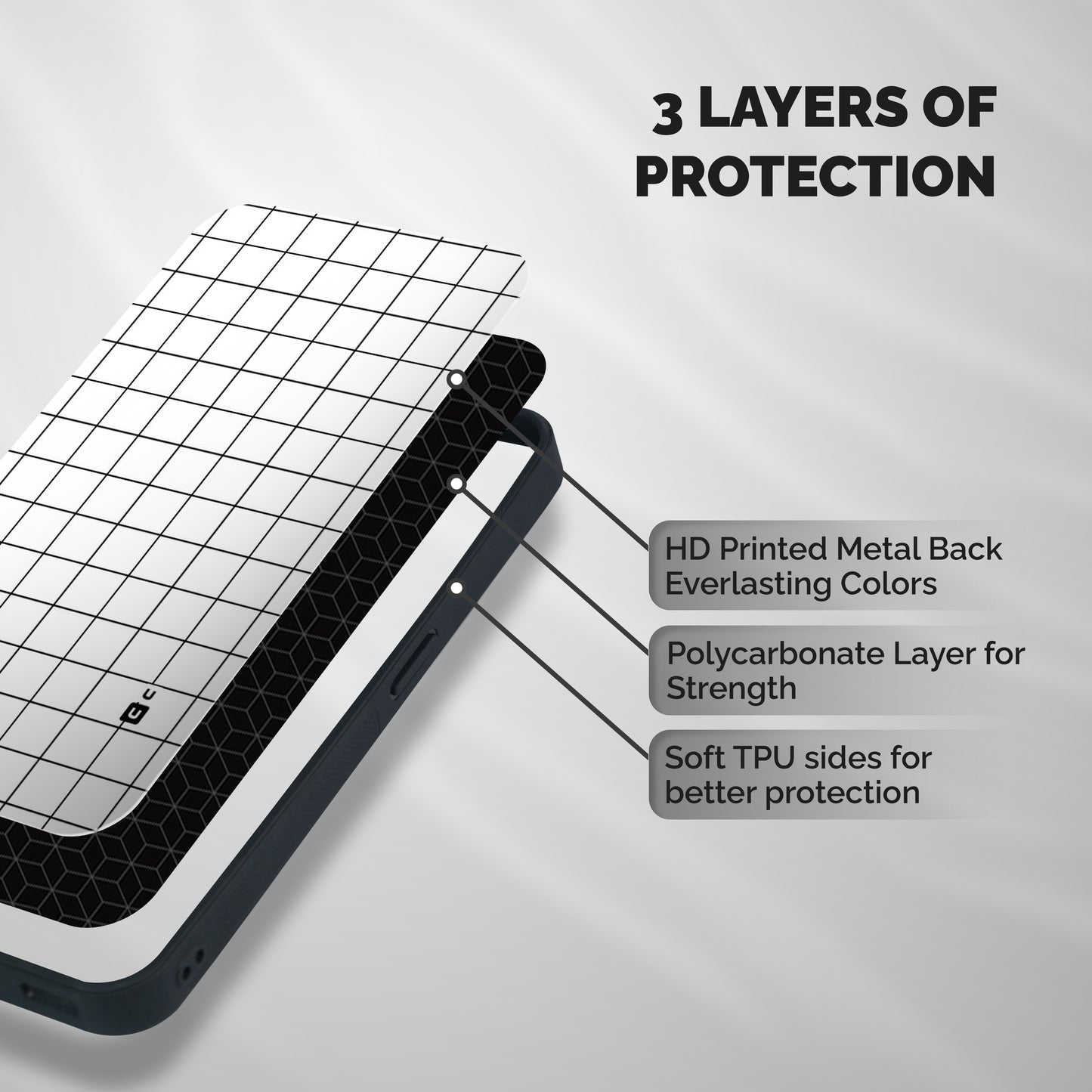 Simple Checks Shockproof Hybrid Protection (Metal + TPU) Back Case Cover