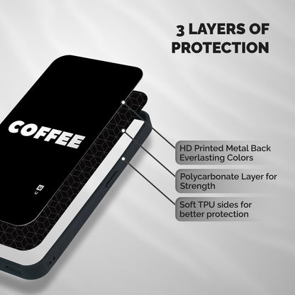 Simple Coffee Shockproof Hybrid Protection (Metal + TPU) Back Case Cover