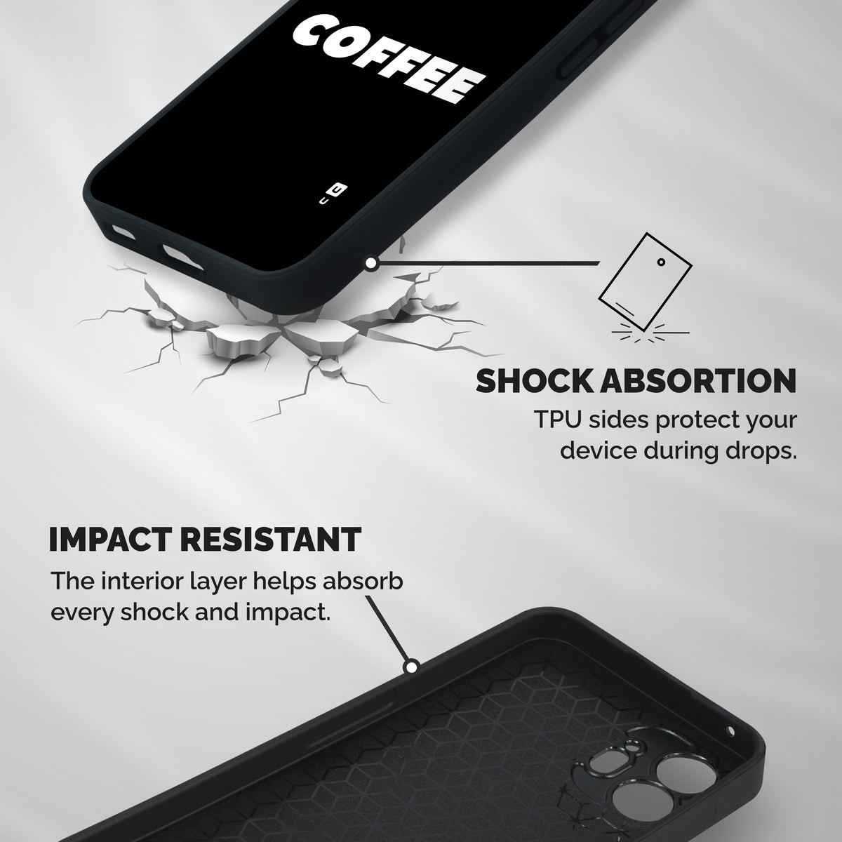 Simple Coffee Shockproof Hybrid Protection (Metal + TPU) Back Case Cover