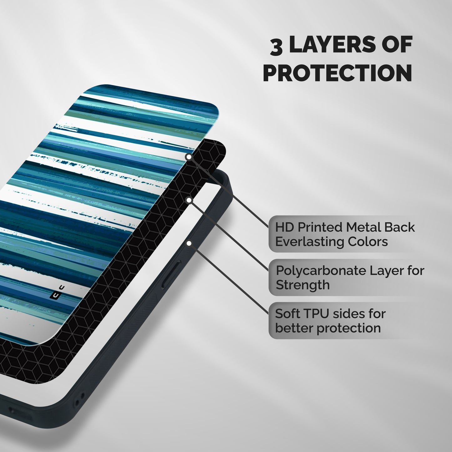Simple Soothing Lines Shockproof Hybrid Protection (Metal + TPU) Back Case Cover