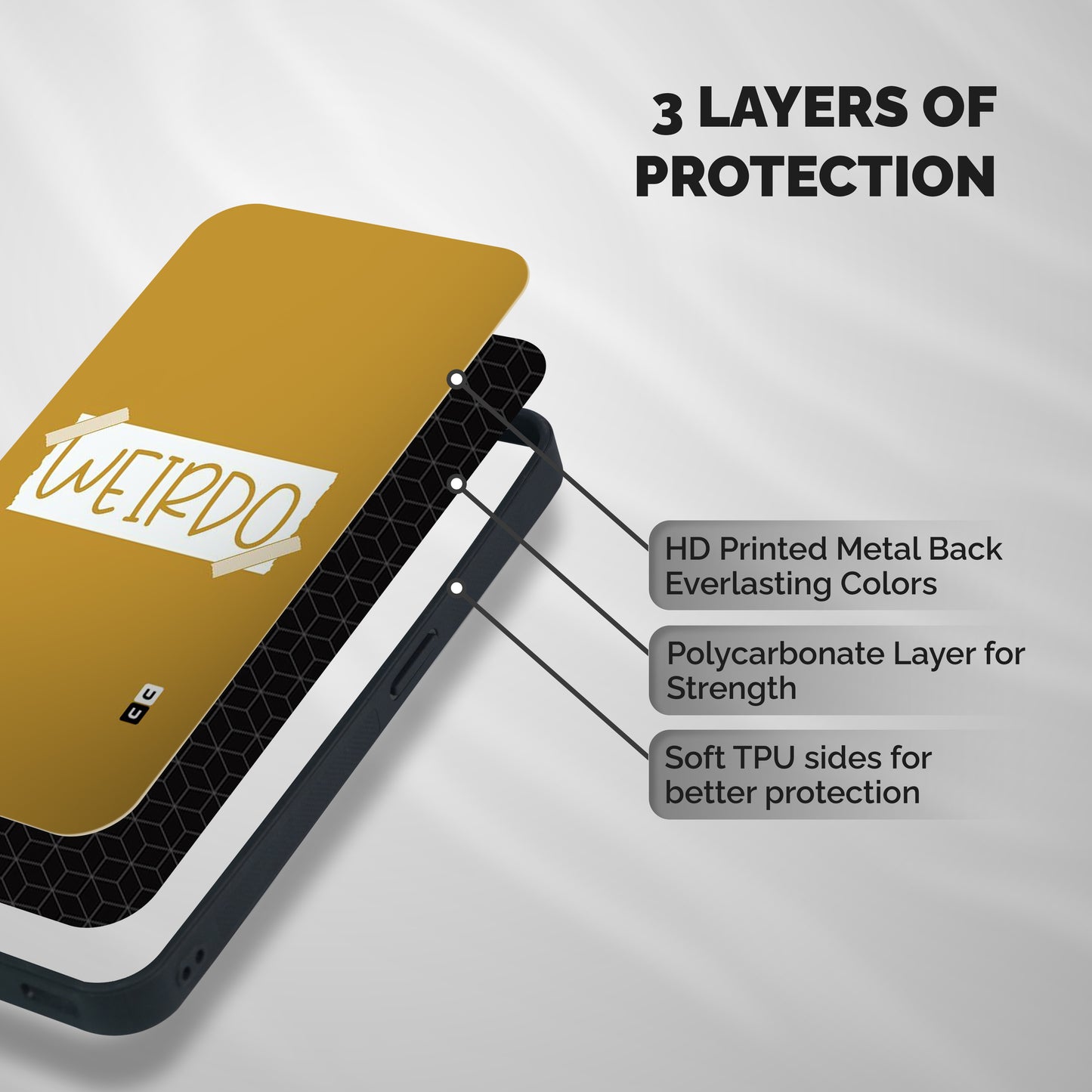 Simple Weirdo Shockproof Hybrid Protection (Metal + TPU) Back Case Cover