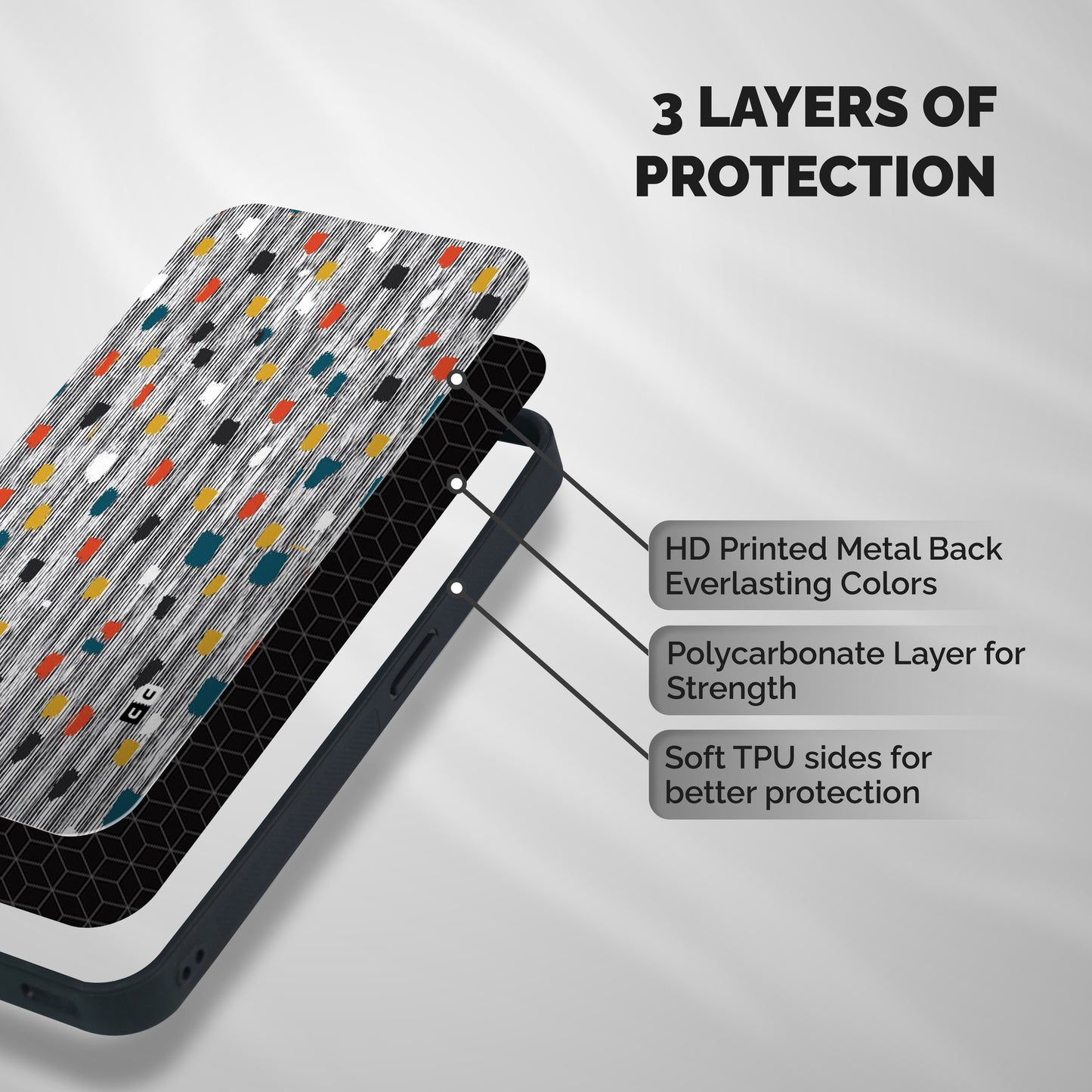 Single Paint Pattern Shockproof Hybrid Protection (Metal + TPU) Back Case Cover
