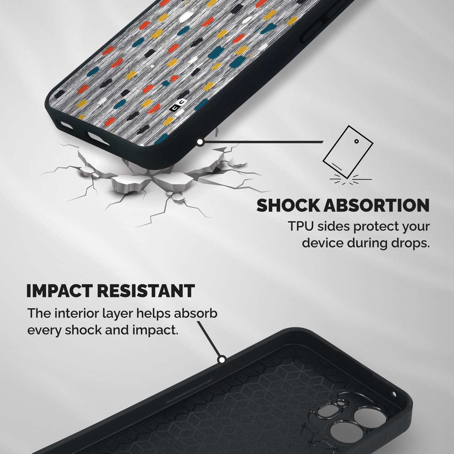 Single Paint Pattern Shockproof Hybrid Protection (Metal + TPU) Back Case Cover