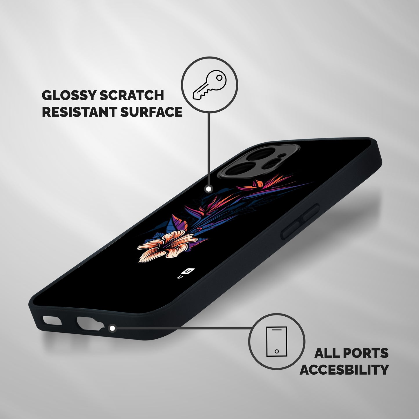 Single Painted Flower Shockproof Hybrid Protection (Metal + TPU) Back Case Cover
