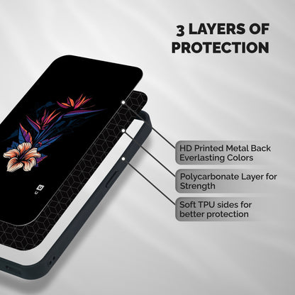 Single Painted Flower Shockproof Hybrid Protection (Metal + TPU) Back Case Cover