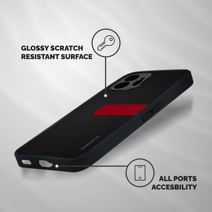 Single Red Stripe Shockproof Hybrid Protection (Metal + TPU) Back Case Cover